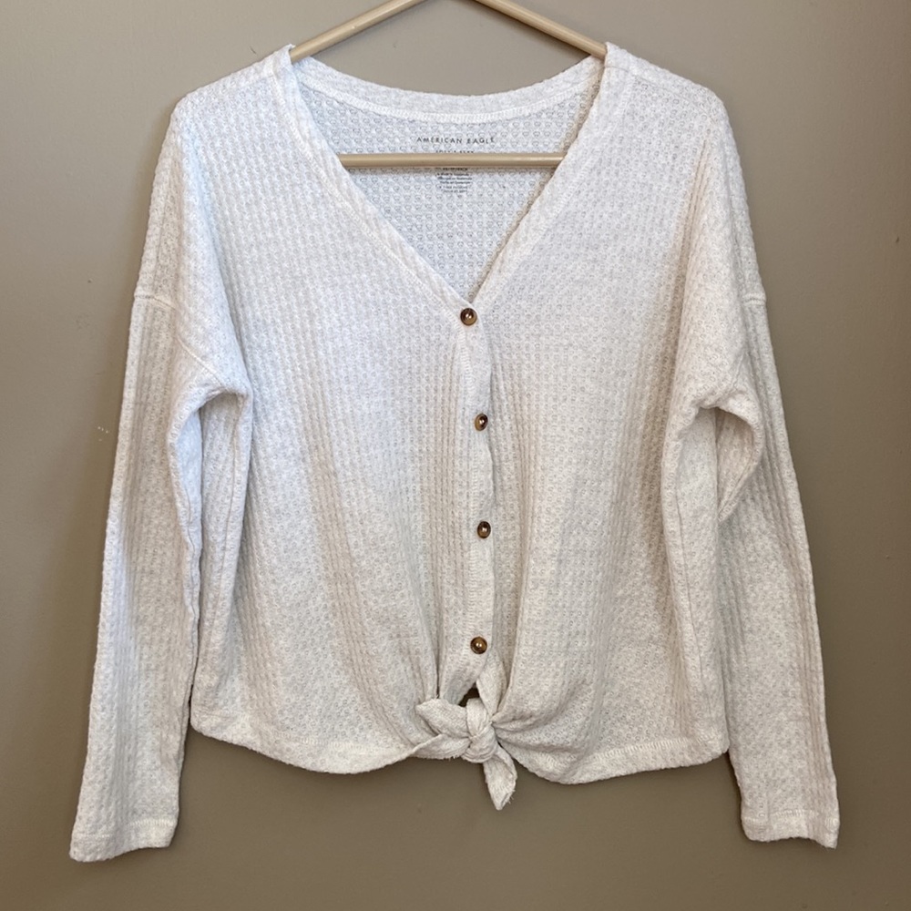 American Eagle Tie Front Cardigan Soft and Sexy Plush